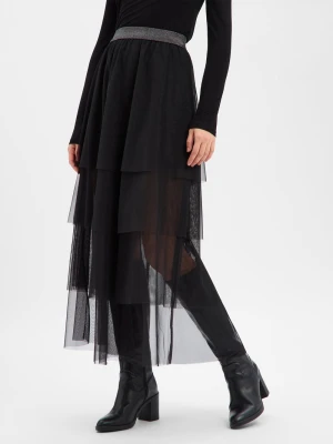Nümph Damska spódnica maxi - Nuea Kobiety czarny jednolity,