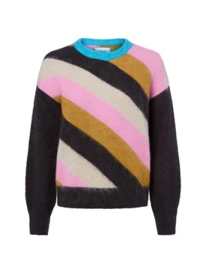 Nümph Damski sweter z dzianiny z alpaką i wełną - Nusuri Kobiety niebieski|wyrazisty róż|wielokolorowy w paski,