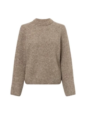 Nümph Damski sweter z dzianiny z zawartością alpaki - Nuzindi Kobiety beżowy|brązowy marmurkowy,