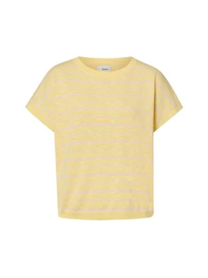 Nümph Damski sweter z krótkim rękawem i lnem - NUKiki Kobiety Bawełna żółty,