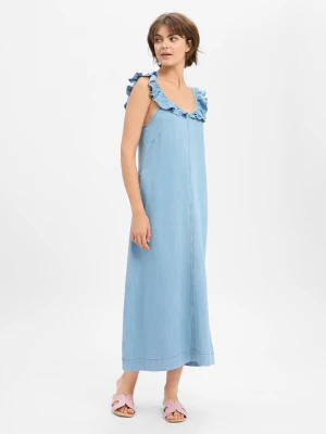 Nümph Dżinsowa sukienka damska - Nuelida Kobiety Modal niebieski jednolity,