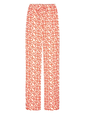 NÜMPH Spodnie "Nuruby" w kolorze pomarańczowo-białym rozmiar: 40