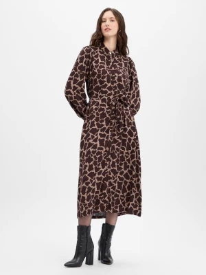 Nümph Sukienka damska z bluzką - Nuhana Kobiety wiskoza czarny|brązowy wzorzysty,