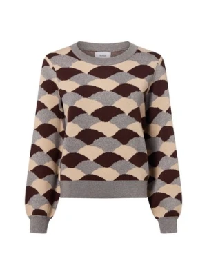 Nümph Sweter damski - Nulila Kobiety drobna dzianina brązowy|beżowy|szary wzorzysty,
