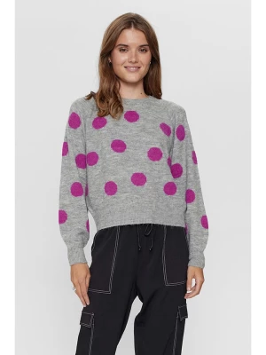 NÜMPH Sweter "Ellen" w kolorze szaro-fioletowym rozmiar: M