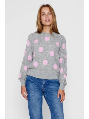 NÜMPH Sweter "Ellen" w kolorze szaro-jasnoróżowym rozmiar: M