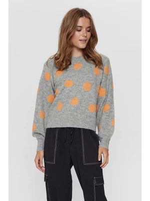 NÜMPH Sweter "Ellen" w kolorze szaro-pomarańczowym rozmiar: L