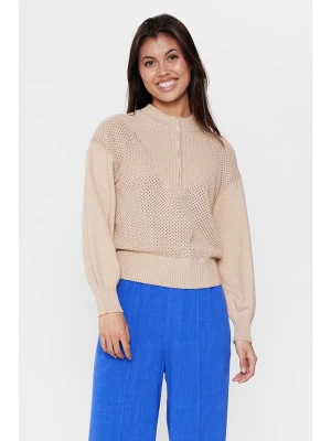 NÜMPH Sweter "Nueppi" w kolorze beżowym rozmiar: M