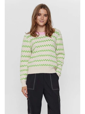 NÜMPH Sweter "Tate" w kolorze kremowo-zielonym rozmiar: XL