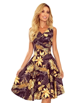 numoco Sukienka w kolorze złoto-czarnym ze wzorem rozmiar: L