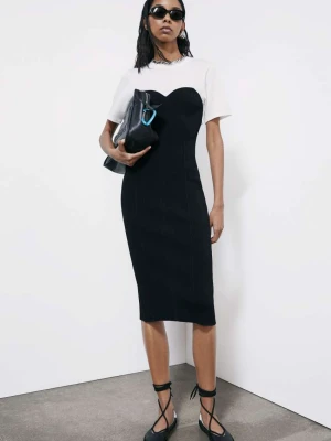 Obcisła sukienka midi z dzianiny ściągaczowej z T-shirtem PATRIZIA PEPE