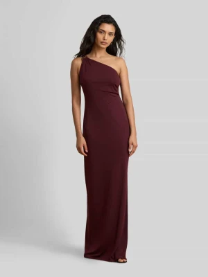 Obcisła sukienka wieczorowa z krojem na jedno ramię Lauren Ralph Lauren Bordowy