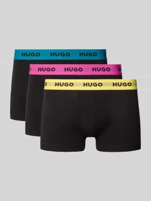Obcisłe bokserki o kroju slim fit z mieszanki bawełny w zestaw 3 szt. model 'PACK' Hugo Czarny