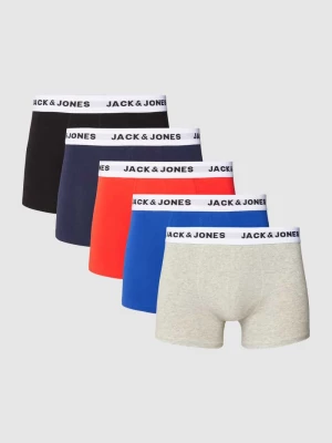 Obcisłe bokserki z elastycznym paskiem z logo w zestawie 5 szt. jack & jones