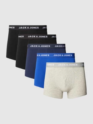 Obcisłe bokserki z elastycznym paskiem z logo w zestawie 5 szt. jack & jones