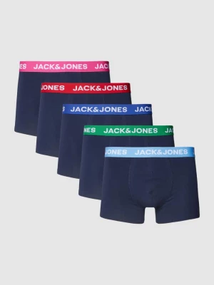 Obcisłe bokserki z elastycznym paskiem z logo w zestawie 5 szt. model ‘NORMAN’ jack & jones