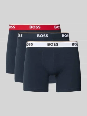 Obcisłe bokserki z mieszanka bawełny w zestaw 3 szt. model '3P Boxer Brief' Boss Granatowy