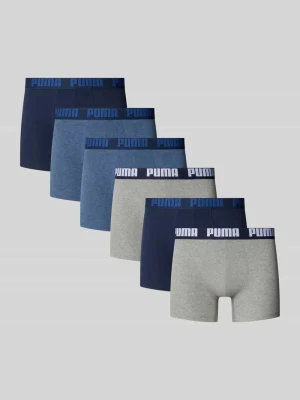 Obcisłe bokserki z mieszanki bawełny w zestawie 6 par model 'Everyday' Puma Jeansowy niebieski