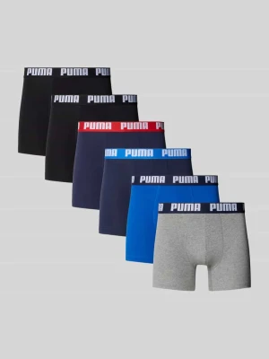 Obcisłe bokserki z mieszanki bawełny w zestawie 6 par model 'Everyday' Puma Niebieski