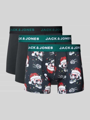 Obcisłe bokserki ze szwami działowymi w zestawie 3 szt. model ‘XMAS SKULLS’ jack & jones