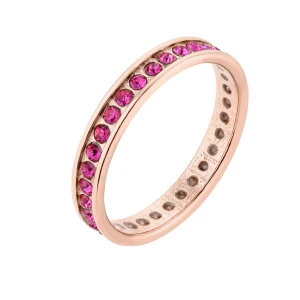 Obrączka z różowego złota z różowymi kryształami Preciosa : pierścionki - 16 SOTHO