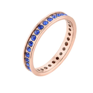 Obrączka z różowego złota z szafirowymi kryształami Preciosa : pierścionki - 12 SOTHO