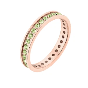 Obrączka z różowego złota z zielonymi kryształami Preciosa : pierścionki - 14 SOTHO
