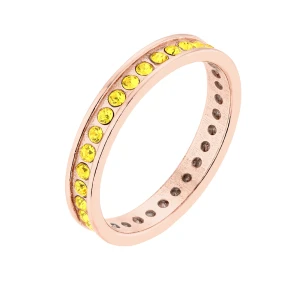 Obrączka z różowego złota z żółtymi kryształami Preciosa : pierścionki - 16 SOTHO