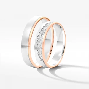 Obrączki ślubne z dwukolorowego złota 4.5mm płaskie Filipowicz