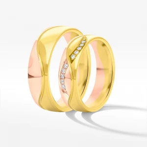 Obrączki ślubne z dwukolorowego złota 5.5mm półokrągłe Filipowicz