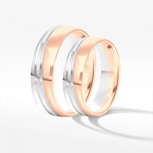 Obrączki ślubne z dwukolorowego złota 5.5mm półokrągłe Filipowicz