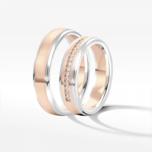 Obrączki ślubne z dwukolorowego złota 5mm Filipowicz