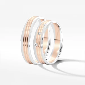 Obrączki ślubne z dwukolorowego złota 5mm Filipowicz