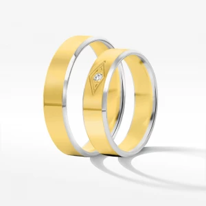 Obrączki ślubne z dwukolorowego złota 5mm fazowane Filipowicz