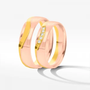 Obrączki ślubne z dwukolorowego złota 5mm półokrągłe Filipowicz