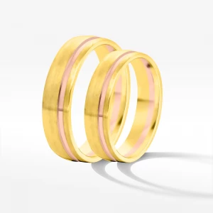Obrączki ślubne z dwukolorowego złota 5mm półokrągłe