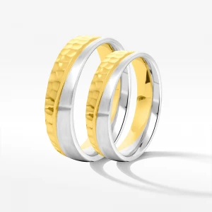 Obrączki ślubne z dwukolorowego złota 5mm półokrągłe Filipowicz