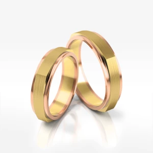 Obrączki ślubne z dwukolorowego złota 5mm z fazą Filipowicz