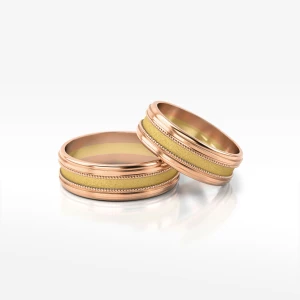 Obrączki ślubne z dwukolorowego złota 6.5mm płaskie Filipowicz