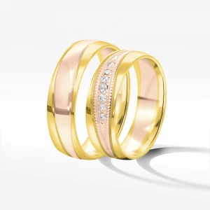 Obrączki ślubne z dwukolorowego złota 6mm Filipowicz