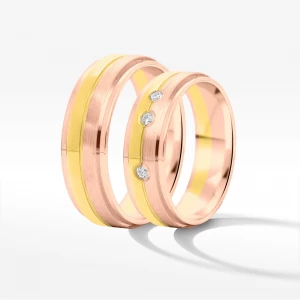 Zdjęcie produktu Obrączki ślubne z dwukolorowego złota 6mm fazowane Filipowicz