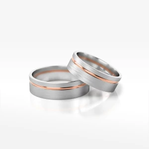 Obrączki ślubne z dwukolorowego złota 6mm płaskie Filipowicz