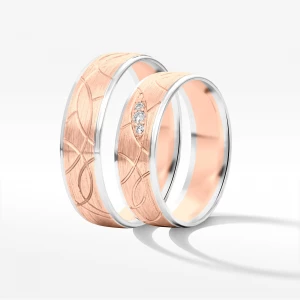 Obrączki ślubne z dwukolorowego złota 6mm półokrągłe Filipowicz