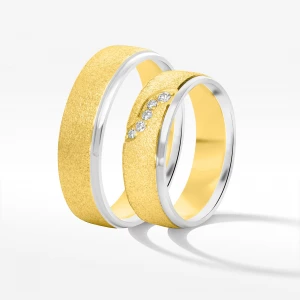 Obrączki ślubne z dwukolorowego złota 6mm półokrągłe Filipowicz