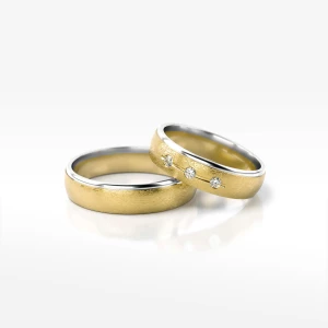 Obrączki ślubne z żółto-białego złota 5mm półokrągłe Filipowicz