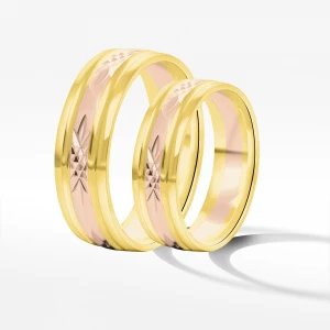 Obrączki z dwukolorowego złota 6mm półokrągłe Filipowicz