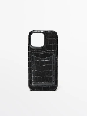 Obudowa Na Iphone 16 Pro Max Ze Skóry Nappa - Czarny - - Massimo Dutti - Kobieta