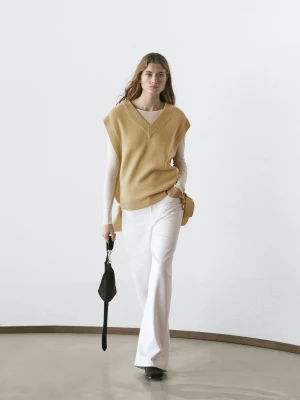 Ocieplacz Z Dekoltem W Serek I Wiązaniami - Zielony - - Massimo Dutti - Kobieta