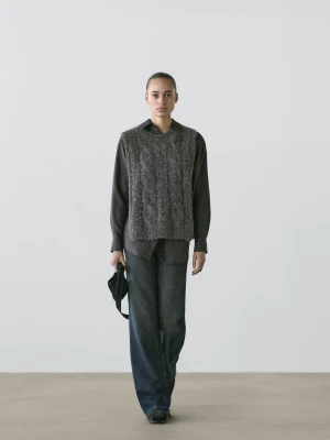 Ocieplacz Z Mieszanki Wełny Z Alpaki - Szary - - Massimo Dutti - Kobieta