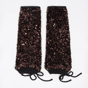 Ocieplacze dzianina cekiny brązowe BIMBA Y LOLA